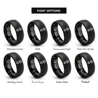 font options for inside engraving on black hiking boot print rings