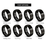 font options for inside engraving on black hiking boot print rings