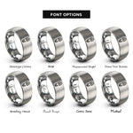 font options for inside engraving on grey hiking boot print rings
