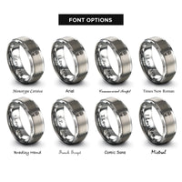 font options for inside engraving on silver hiking boot print rings