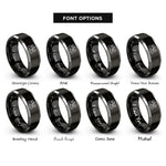 font options for inside engraving on black & gray hiking boots compass rings