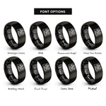 font options for inside engraving on black hiking boots compass rings