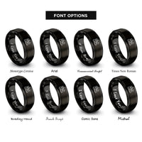 font options for inside engraving on black hiking boots compass rings