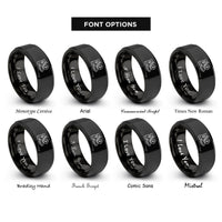 font options for inside engraving on black hiking boots compass rings