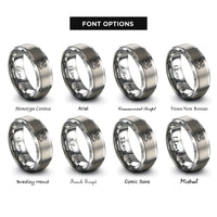 font options for inside engraving on gray hiking boots compass rings