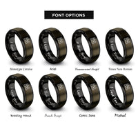 font options for inside engraving on gunmetal & black hiking boots compass rings