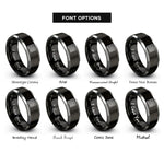 font options for inside engraving on black & silver hilbert curve rings