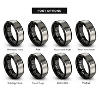 font options for inside engraving on black & gray hilbert curve rings