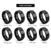 font options for inside engraving on black hilbert curve rings