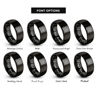 font options for inside engraving on black hilbert curve rings