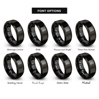 font options for inside engraving on black hilbert curve rings