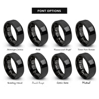 font options for inside engraving on black hilbert curve rings