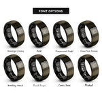 font options for inside engraving on gunmetal & black hilbert curve rings