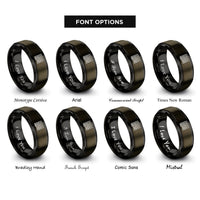 font options for inside engraving on gunmetal & black hilbert curve rings