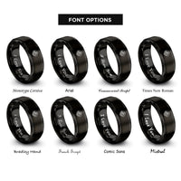 font options for inside engraving on black himeji castle rings