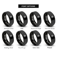 font options for inside engraving on black himeji castle rings