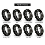 font options for inside engraving on black & silver hippo open mouth rings