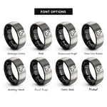 font options for inside engraving on black & gray hippopotamus rings