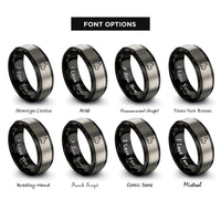 font options for inside engraving on black & silver hippopotamus rings