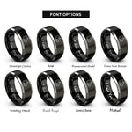 font options for inside engraving on black & gray hippopotamus rings