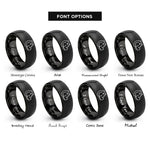 font options for inside engraving on black hippopotamus rings