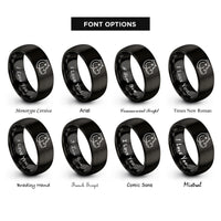 font options for inside engraving on black hippopotamus rings