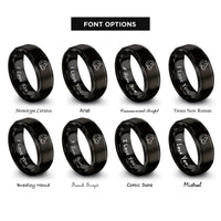 font options for inside engraving on black hippopotamus rings
