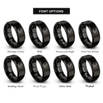 font options for inside engraving on black hippopotamus rings