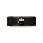 matching bands for couples – black tungsten beehive skep wedding band