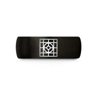 romantic presents for partners – black tungsten blueprint grid wedding band