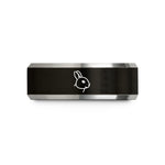 personalized engraved couple rings – black & silver tungsten netherland dwarf wedding band