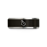 personalized engraved couple rings – black & silver tungsten netherland dwarf wedding band