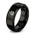 Steam Locomotive – Tungsten Wedding Band, 8 mm, Black Comfort-Fit Unisex