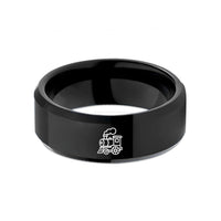 couples matching jewelry sets – black tungsten steam locomotive wedding band