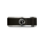 personalized couple ring set – black & grey tungsten abyssinian guinea pig wedding band