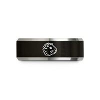 personalized couple ring set – black & grey tungsten abyssinian guinea pig wedding band