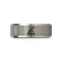 engraved rings for couples – black & silver tungsten angle finder wedding band