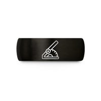 engraved rings for couples – black tungsten angle finder wedding band