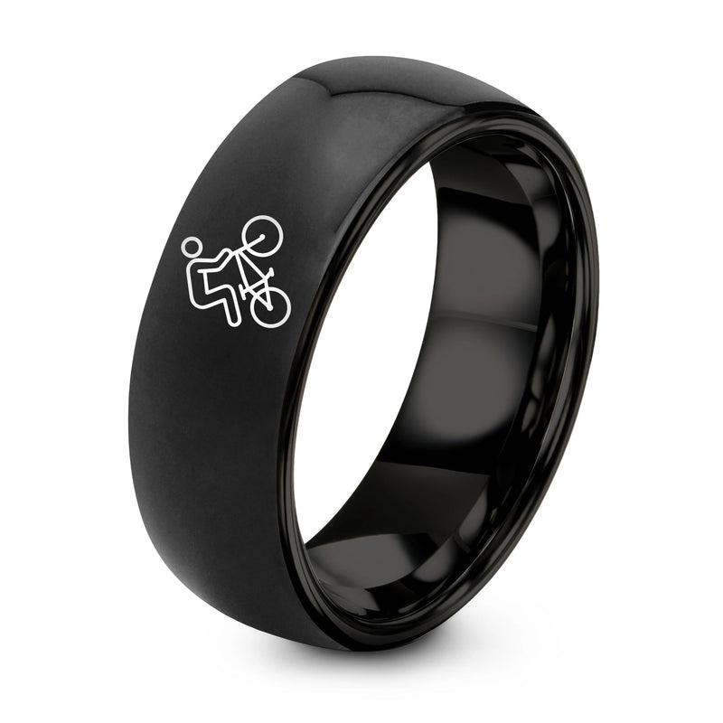 Tailwhip – Tungsten Wedding Band, 8 mm, Black Comfort-Fit Unisex