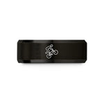 engraved rings for couples – black tungsten tailwhip wedding band