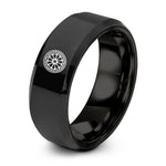His And Her Engagement Gifts – black tungsten gothic rose window ring