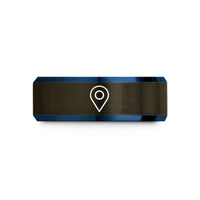 matching wedding bands – gunmetal & blue tungsten gps waypoint symbol wedding band