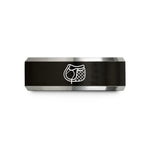 personalized couple jewelry – black & gray tungsten saddle pad wedding band