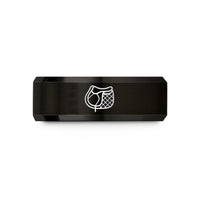 matching promise rings – black tungsten saddle pad wedding band