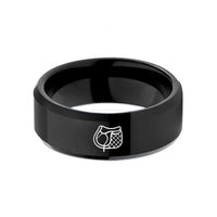 unique wedding bands – black tungsten saddle pad wedding band