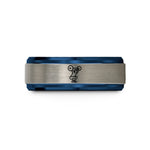 unisex promise rings set – blue & gray tungsten snatch overhead squat wedding band