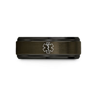 tungsten wedding bands – gunmetal & black tungsten star of life wedding band