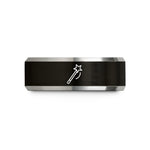 wedding bands for couples – black & silver tungsten wand wedding band