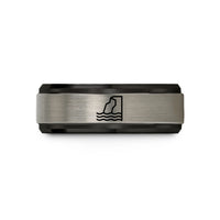 unisex engagement ring sets – black & silver tungsten coastal cliff wedding band