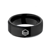 couples tungsten wedding bands – black tungsten layers icon wedding band